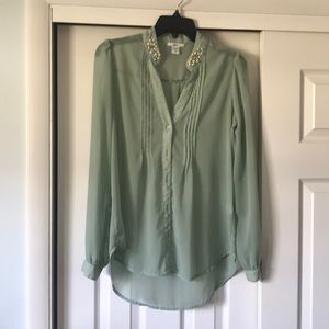 Bar III Lovely Mint Green Blouse Size M